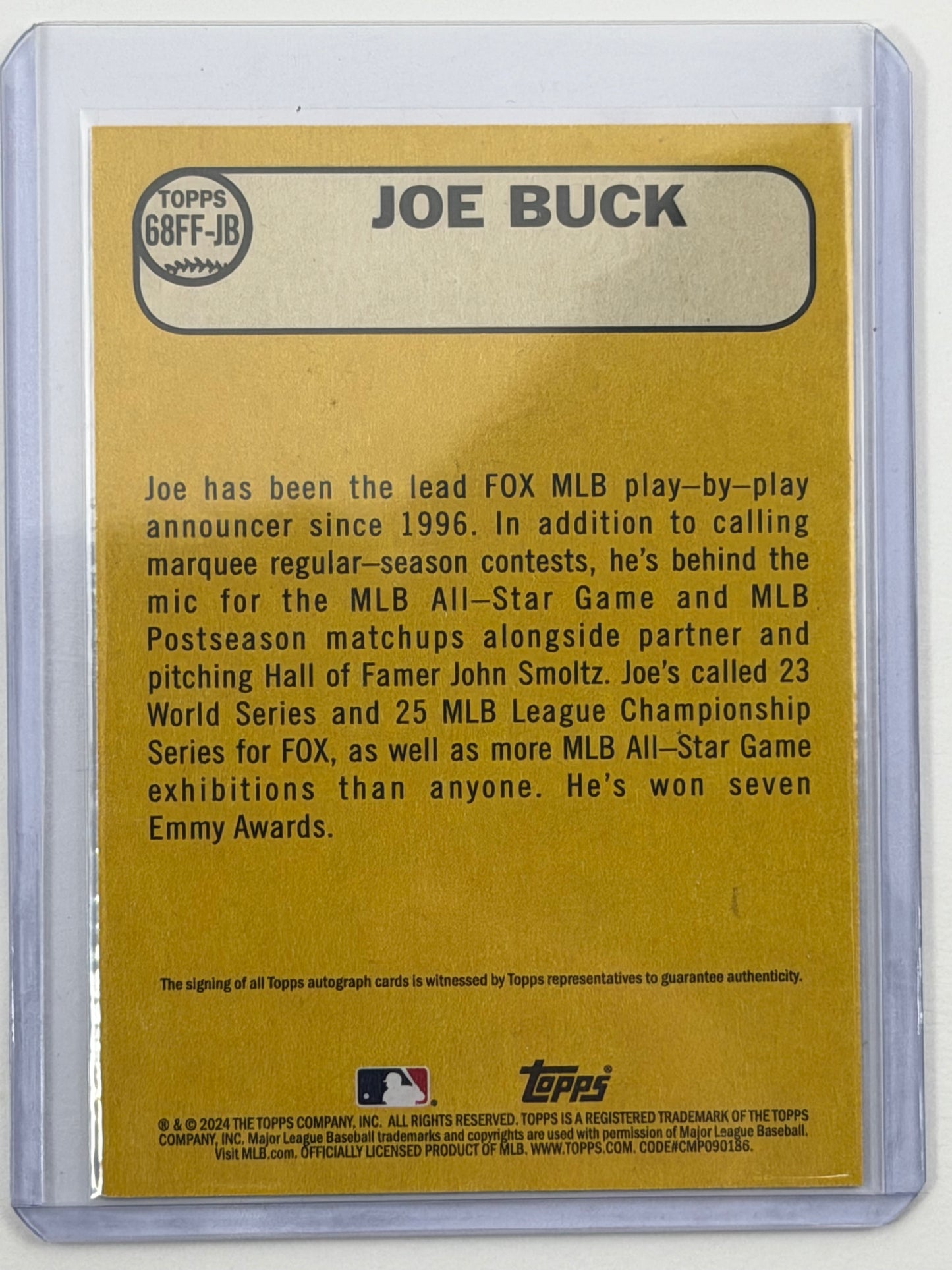 2024 Topps Archives 1968 Fan Favorites Autographs - Joe Buck Autograph #68FF-JB