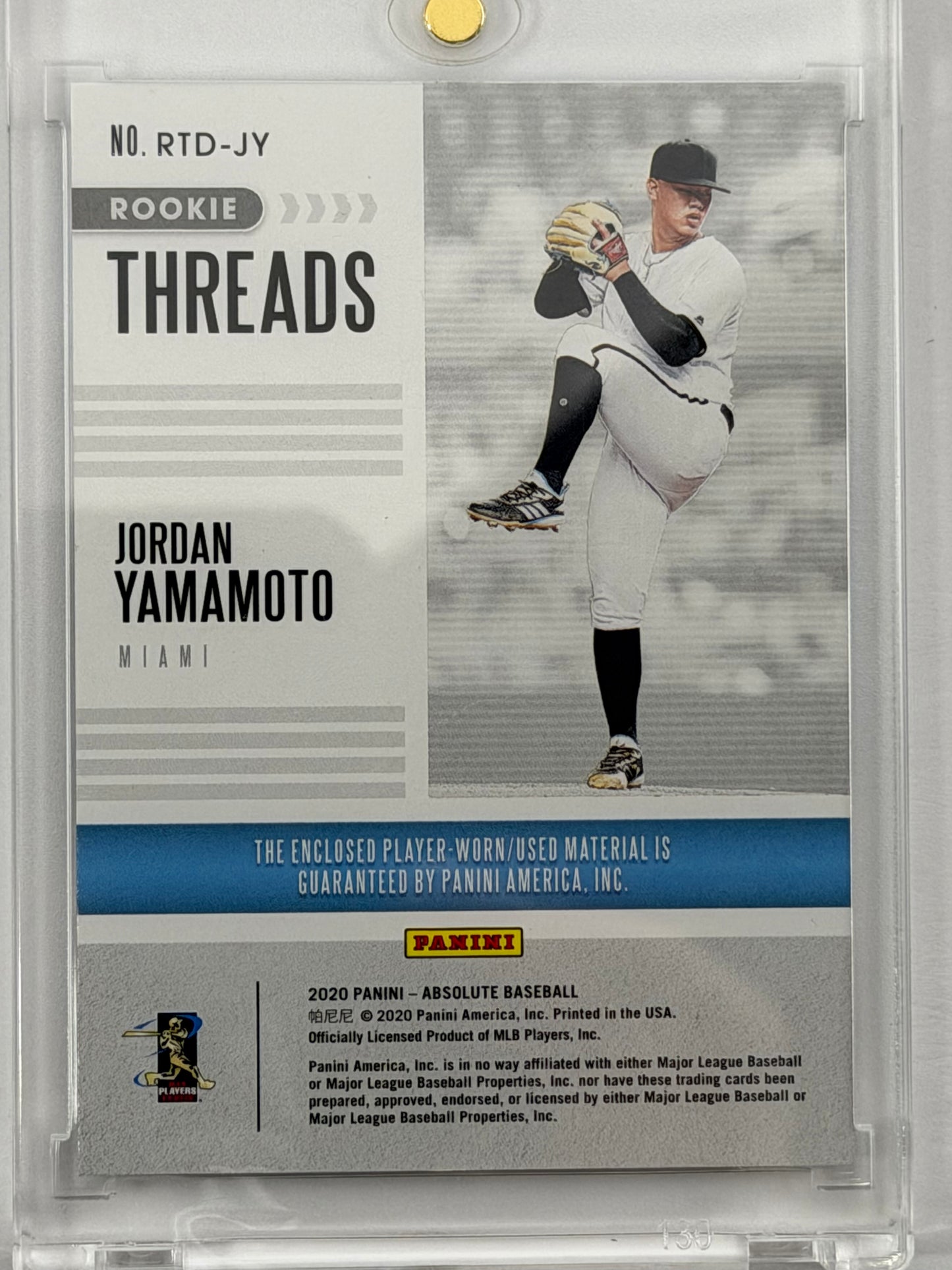 2020 Panini Absolute Rookie Threads Duals - Jordan Yamamoto Relic #RTD-JY