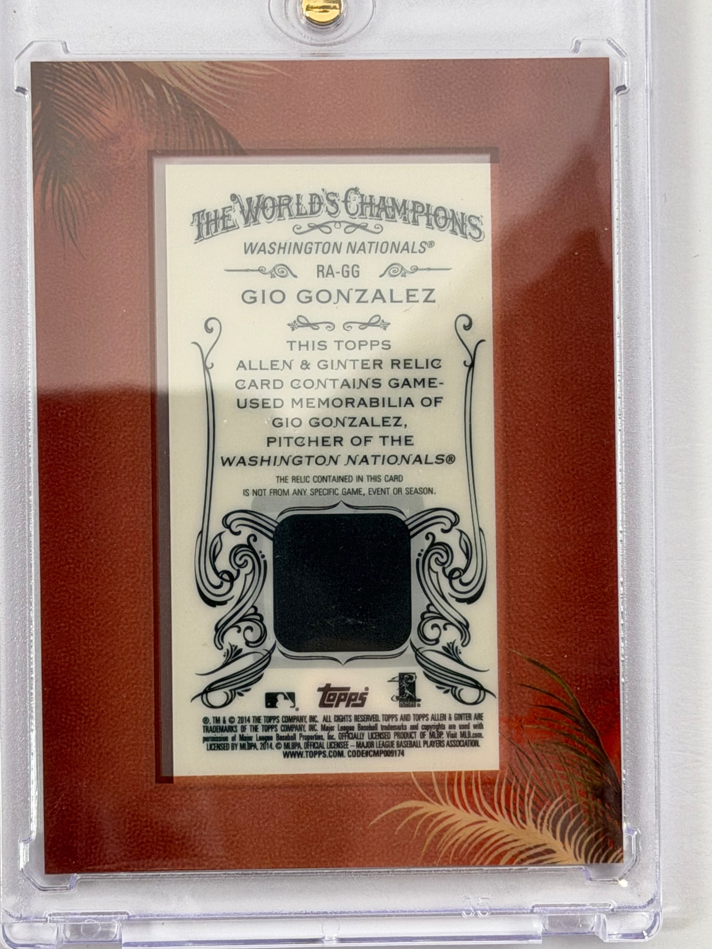 2014 Topps Allen & Ginter Mini Framed Relics - Gio Gonzalez Relic #RA-GG