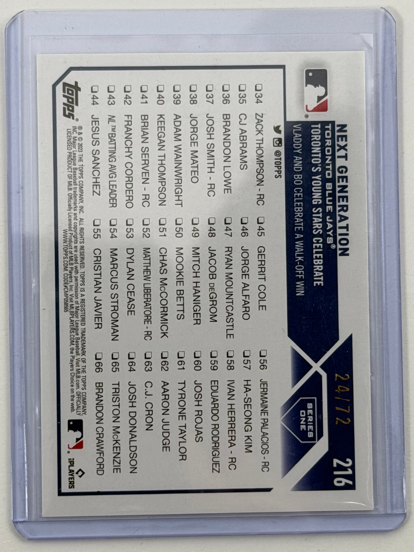 2023 Topps - Next Generation Black /72 #216