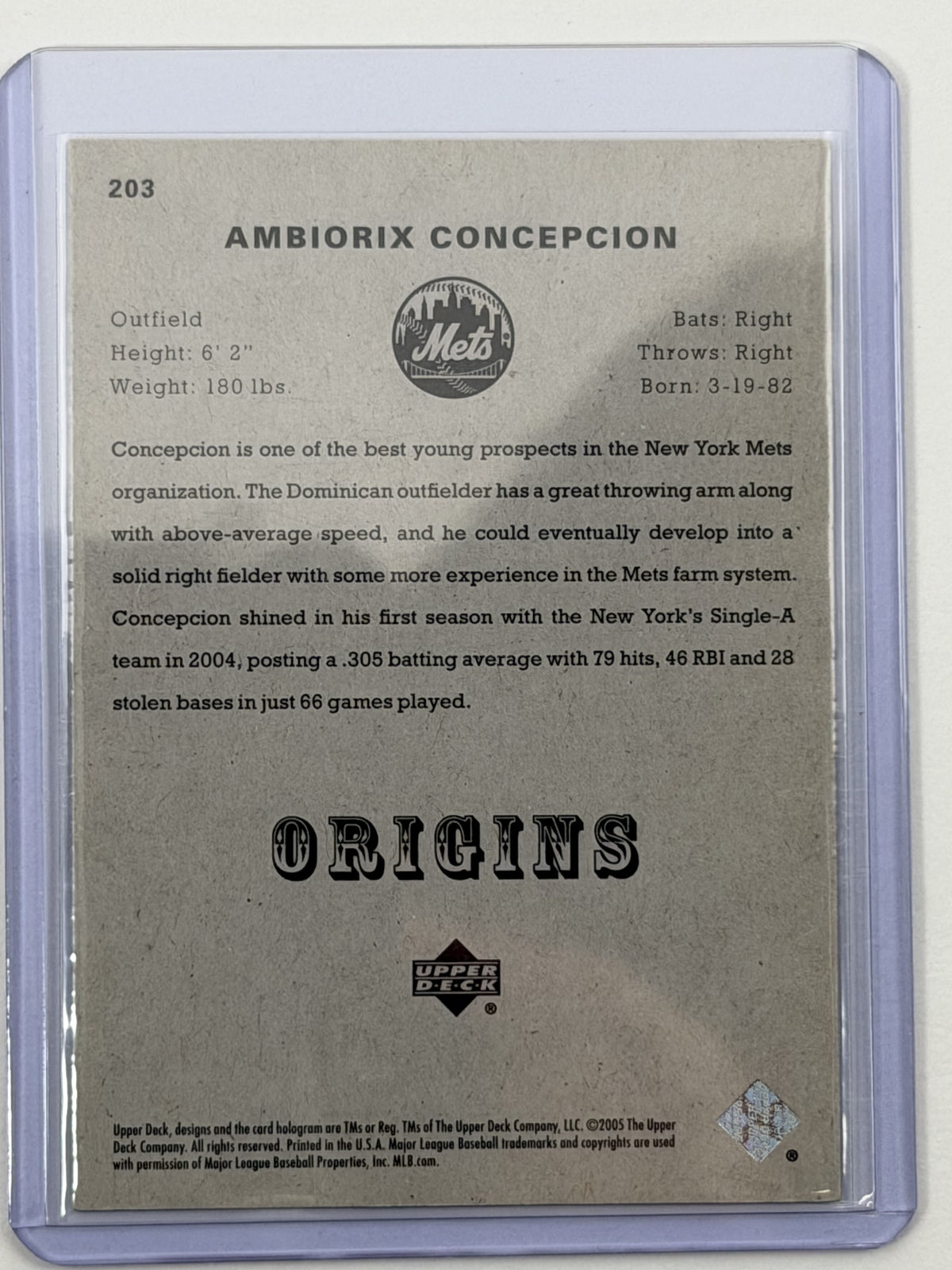 2005 Upper Deck Origins Update - Ambiorix Concepcion /99 #203