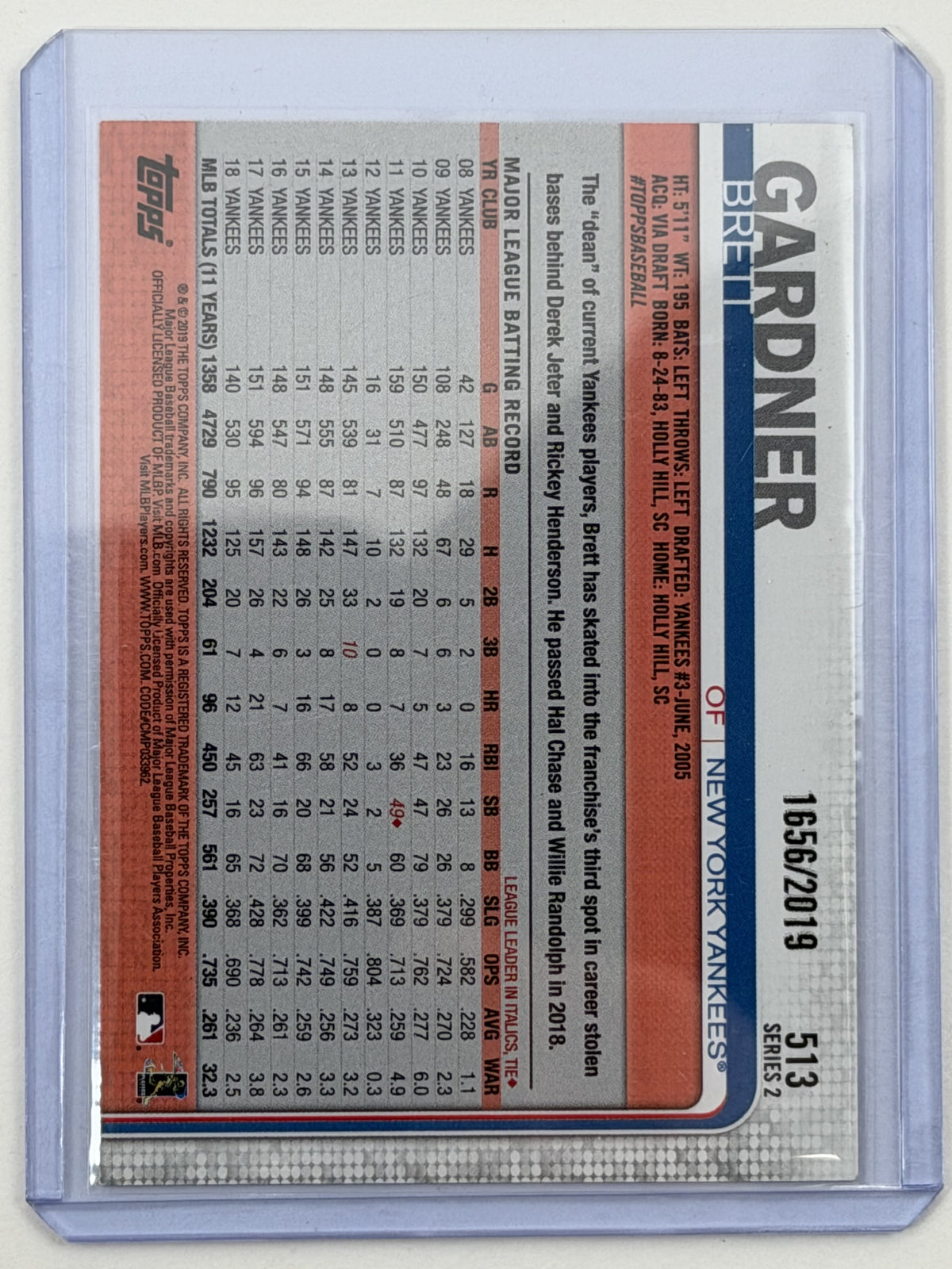 2019 Topps - Brett Gardner Gold /2019 #513