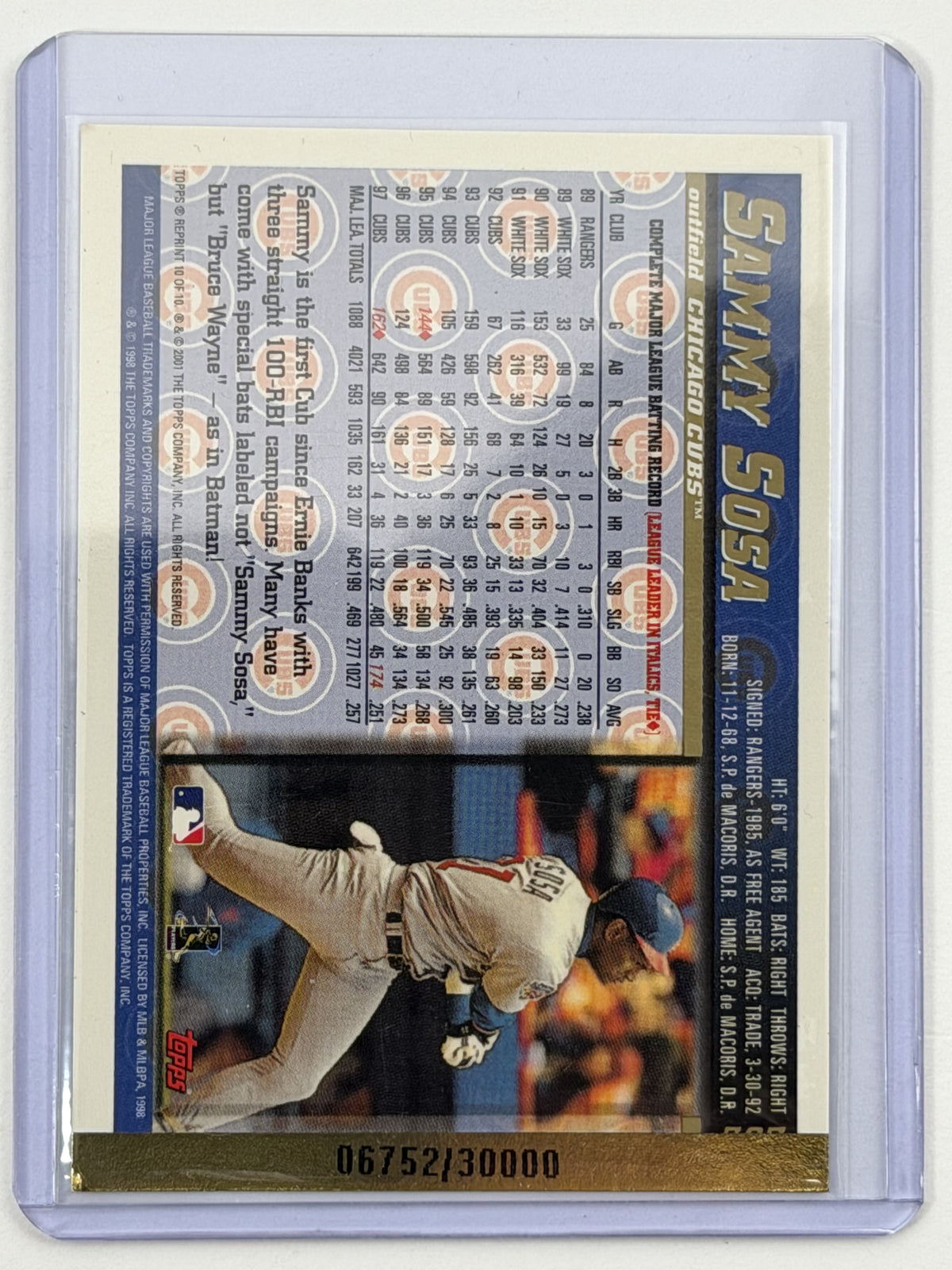 2001 Topps Wrigley Field Edition - Sammy Sosa /30000 #10