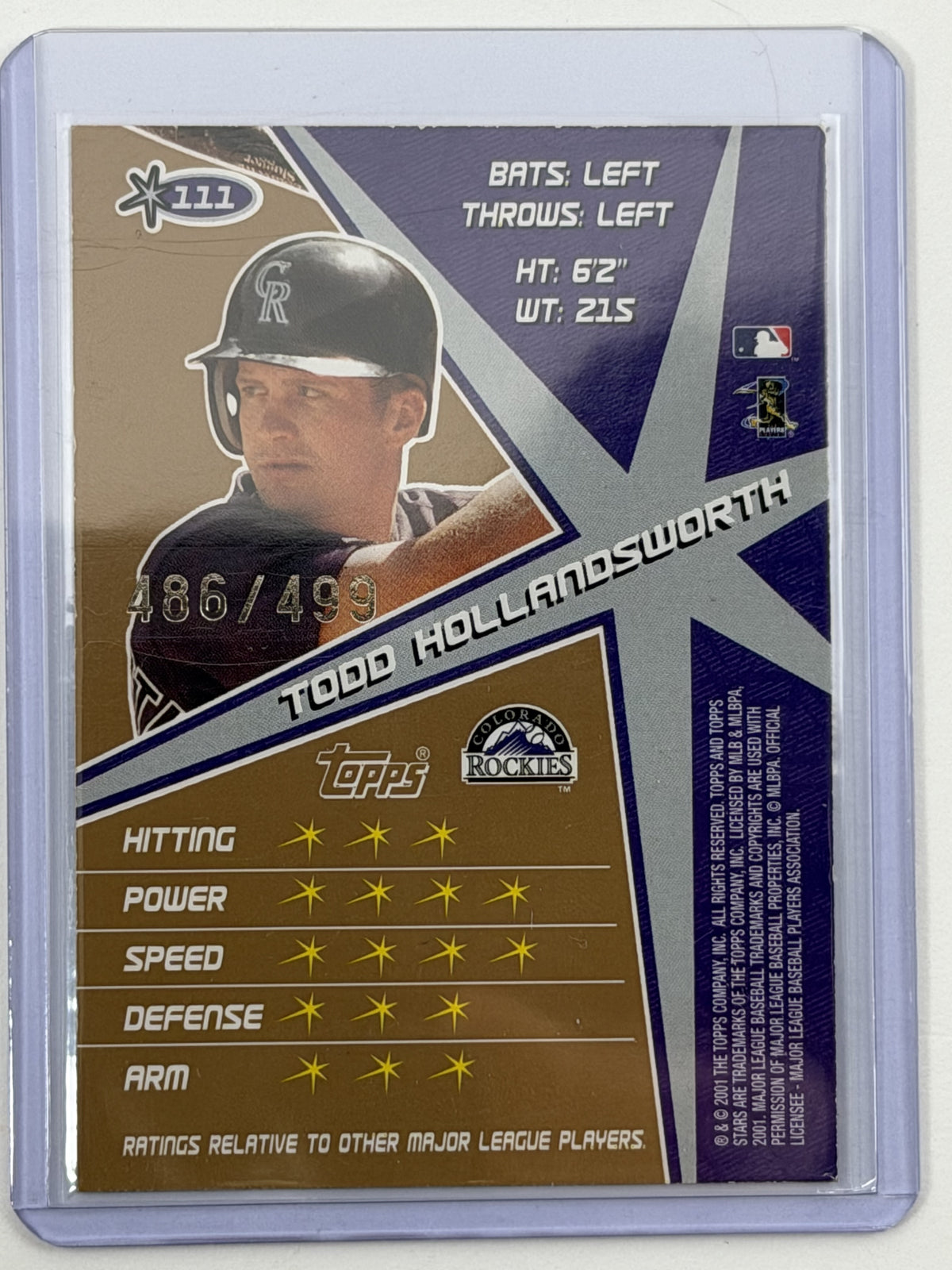 2001 Topps Stars - Todd Hollandsworth Gold /499 #111