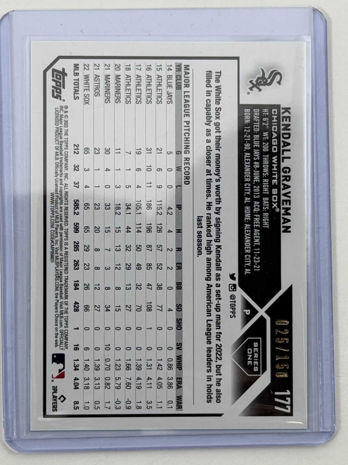 2023 Topps 1st Edition - Kendall Graveman Green Foil /150 #177