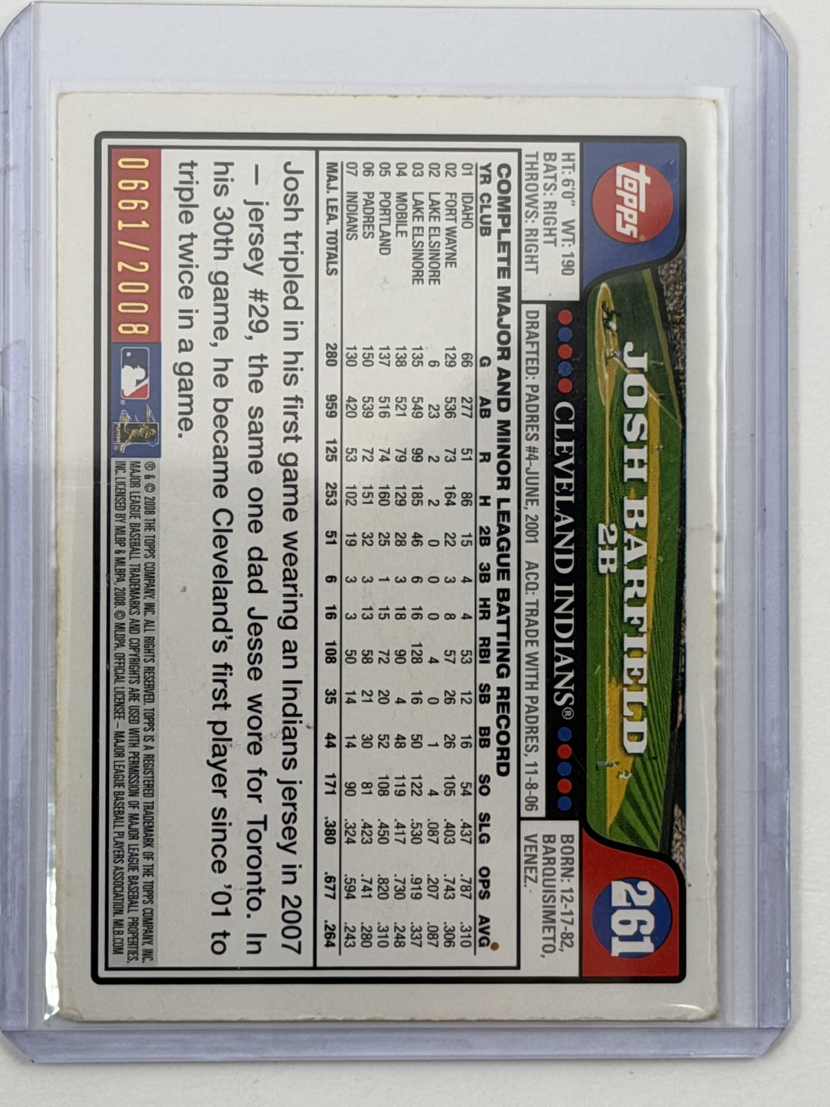 2008 Topps - Josh Barfield Gold /2008 #261