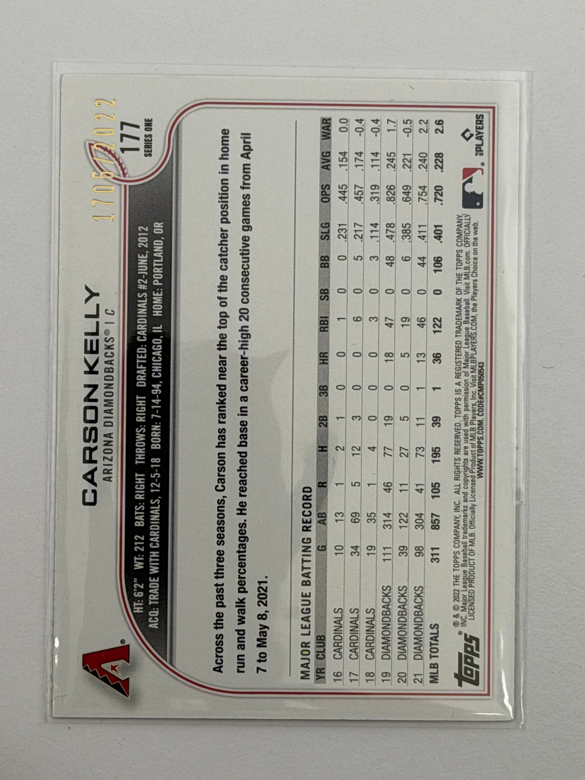 2022 Topps - Carson Kelly Gold /2022 #177