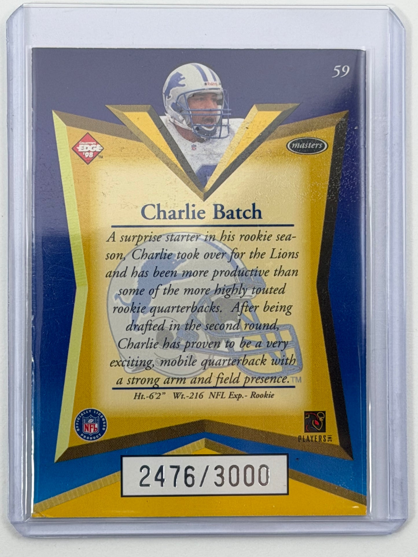 1998 Collector's Edge Masters - Charlie Batch 50-point /3000 #59