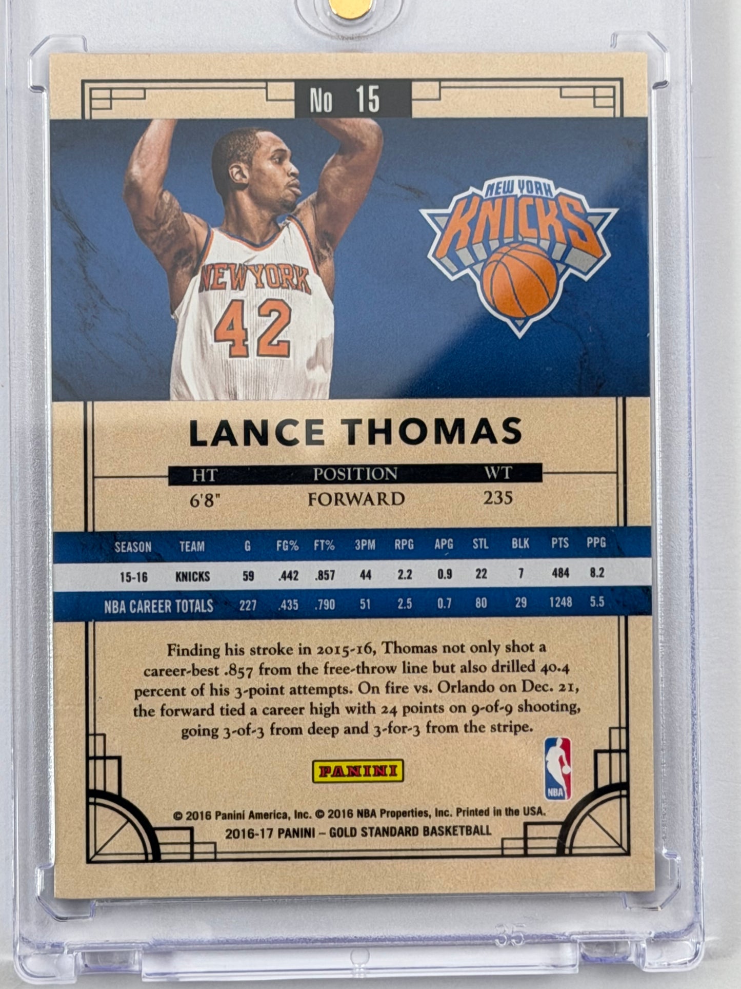 2016 Panini Gold Standard - Lance Thomas /269 #15