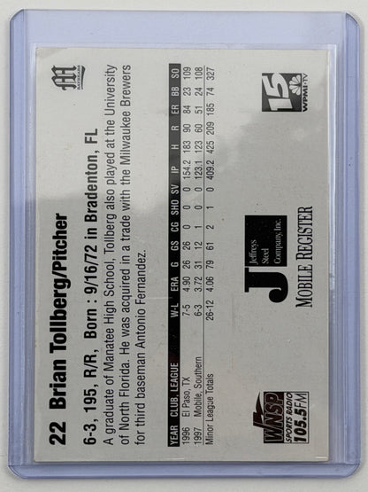 1998 Mobile Bay Bears Team Issue - Brian Tollberg autograph #22