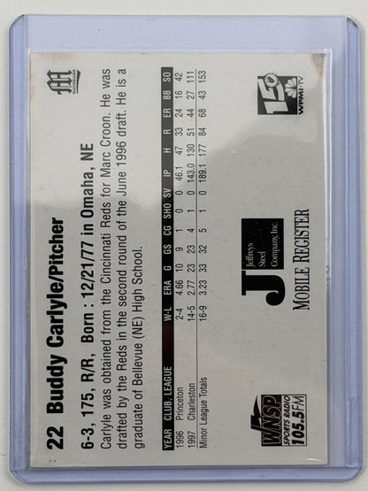 1998 Mobile Bay Bears Team Issue - Buddy Carlyle autograph #22