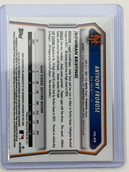 2026 Bowman Chrome Prospect Autographs - Anthony Frobose Autograph #CPA-AFR