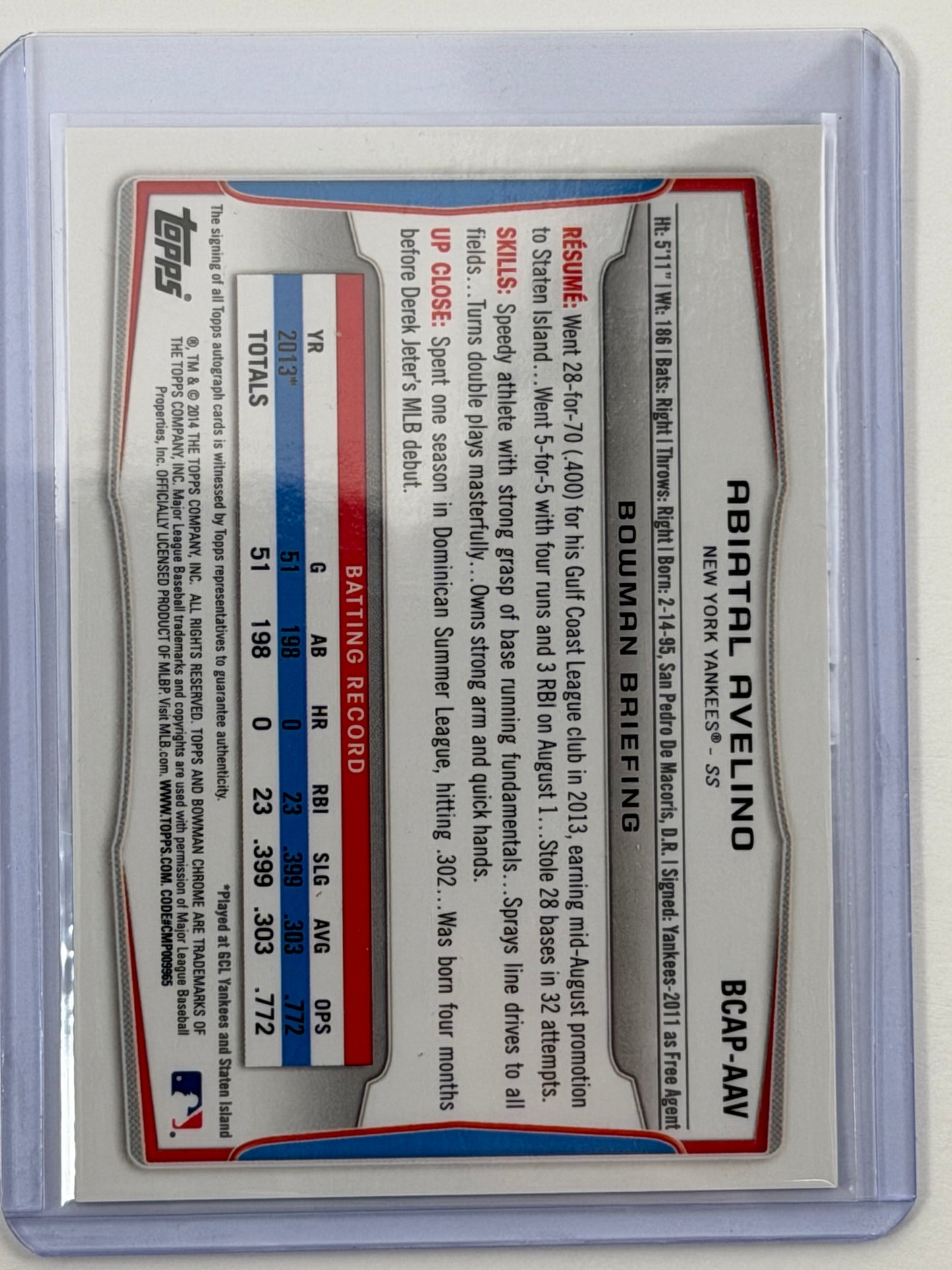 2014 Bowman Chrome Prospect Autographs - Abiatal Avelino Autograph #BCAP-AAV