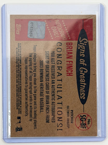 2003 Bowman Heritage Signs of Greatness - Brian Finch Autograph #SG-BF