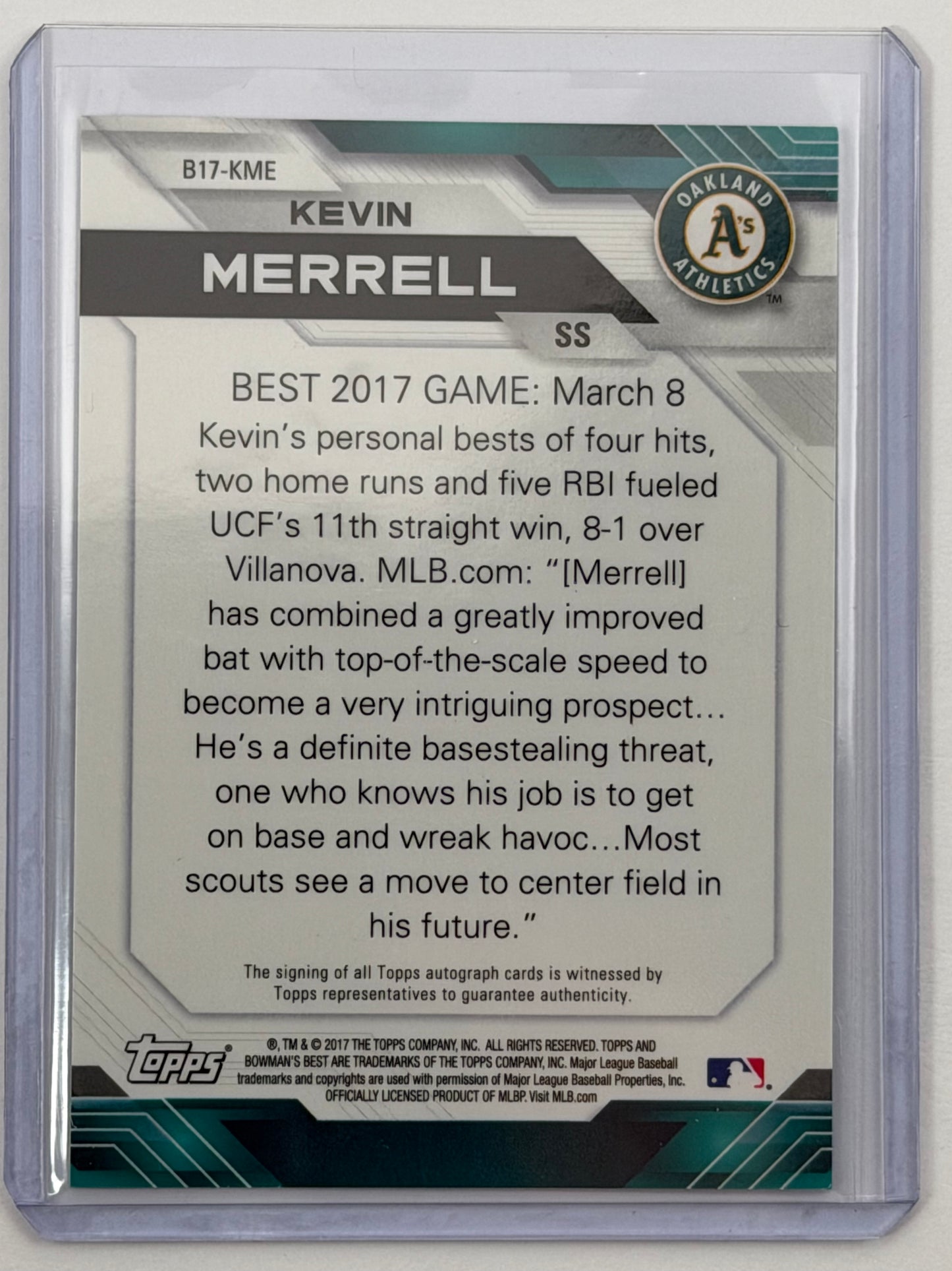 2017 Bowman's Best Best of 2017 - Kevin Merrell Autograph #B17-KME