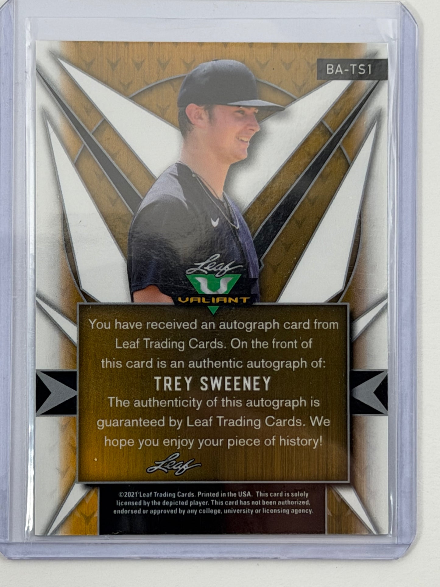 2021 Leaf Valiant Base Autographs - Trey Sweeney Autograph #BA-TS1