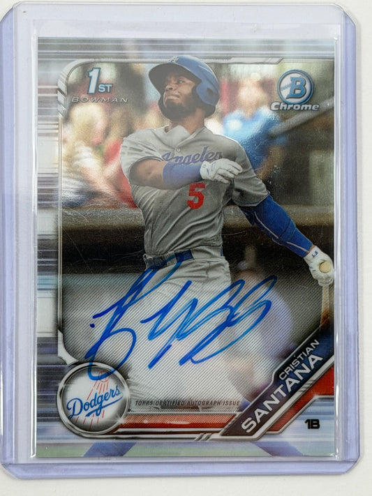 2019 Bowman Chrome Prospect Autographs - Cristian Santana Autograph #CPA-CSA