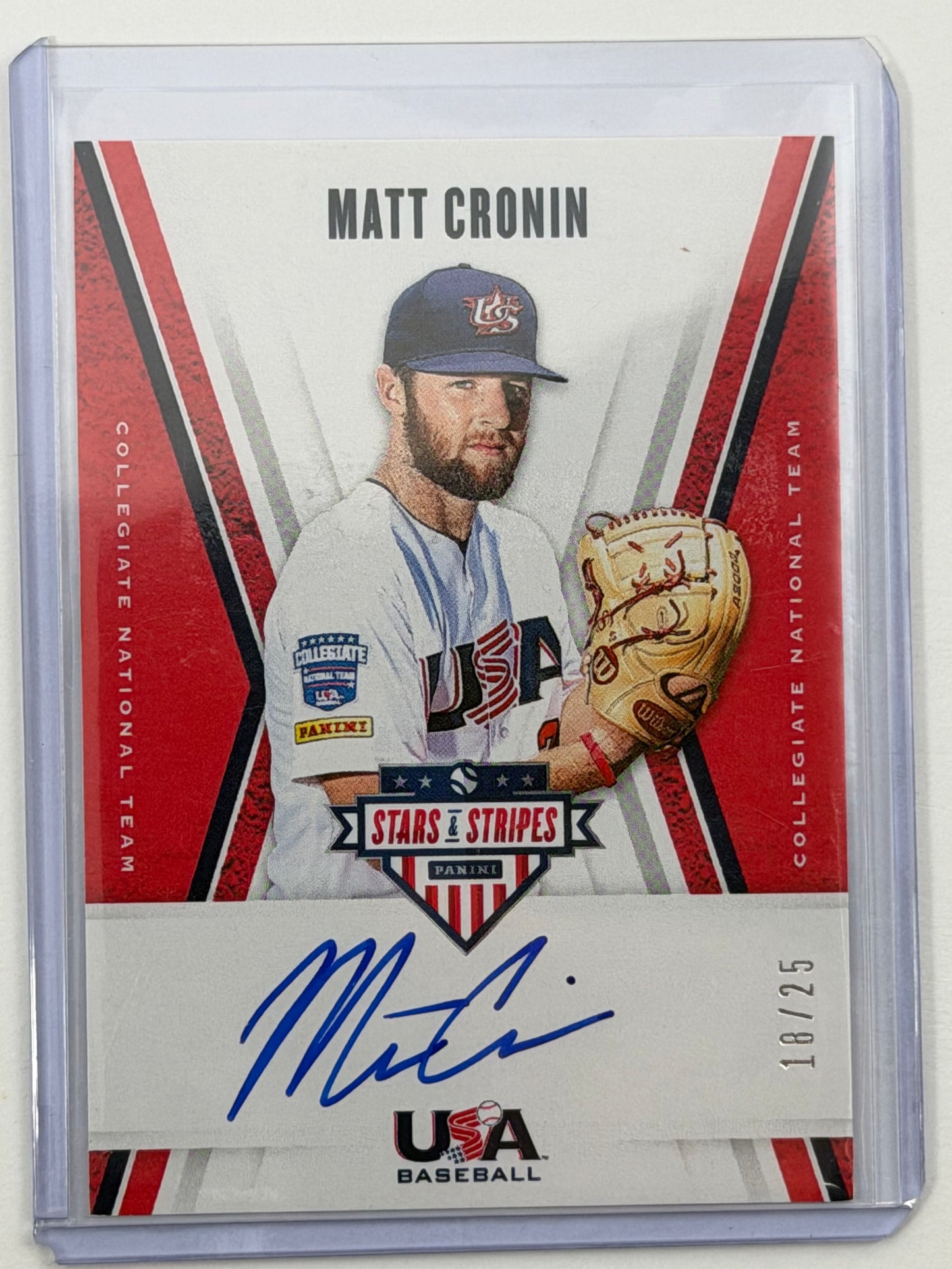 2019 Panini USA Stars & Stripes CNT Signatures Blue Ink - Matt Cronin Autograph /25 #CNT MC