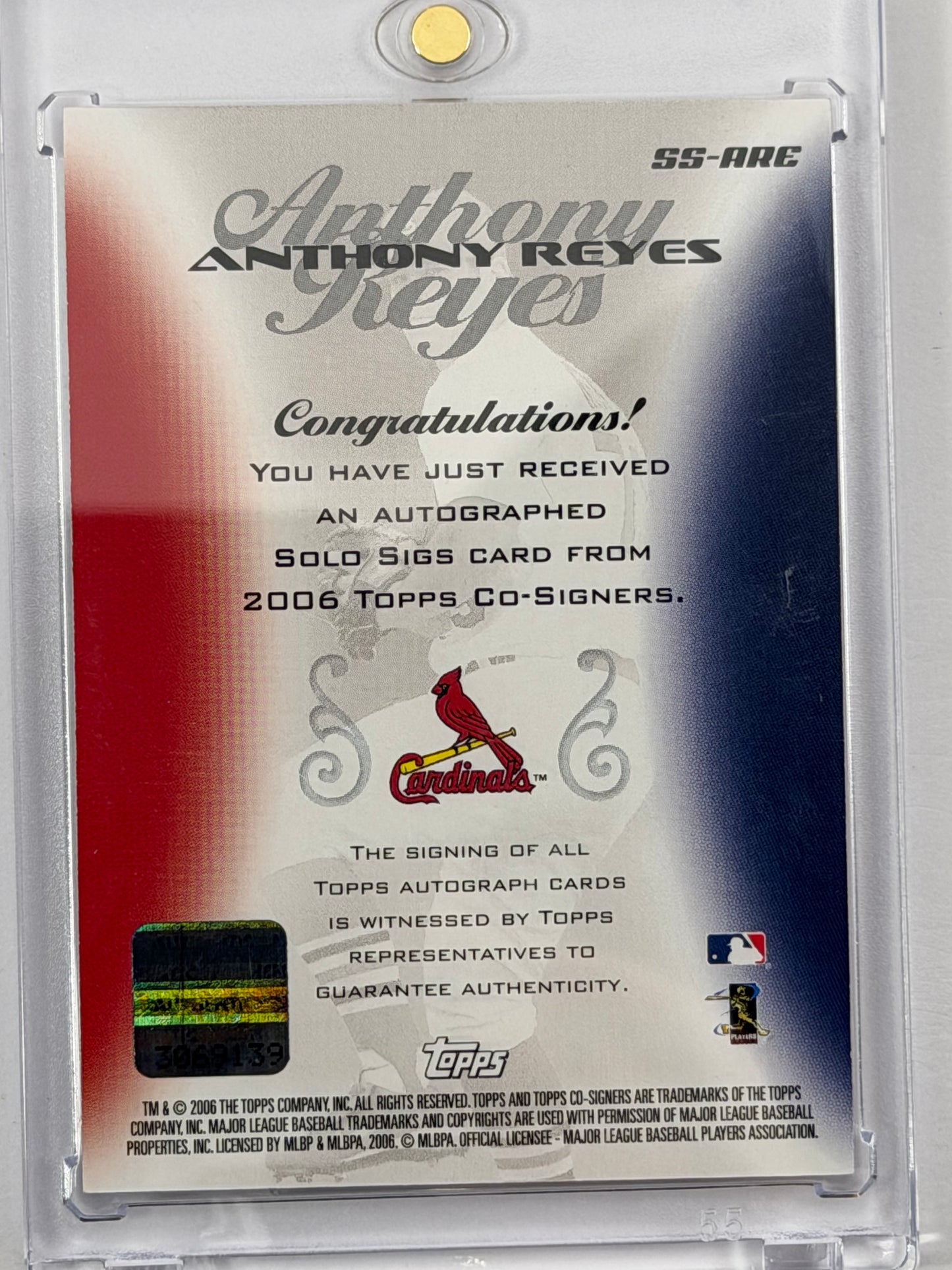 2006 Topps Co-Signers Solo Sigs - Anthony Reyes Autograph #SS-ARE
