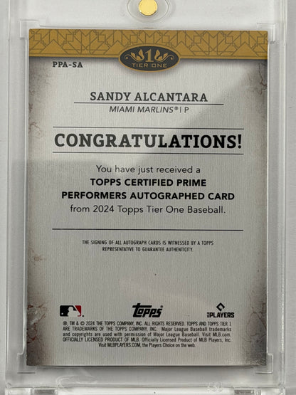 2024 Topps Tier One Prime Performers Autographs - Sandy Alcantara Autograph /5 #PPA-SA