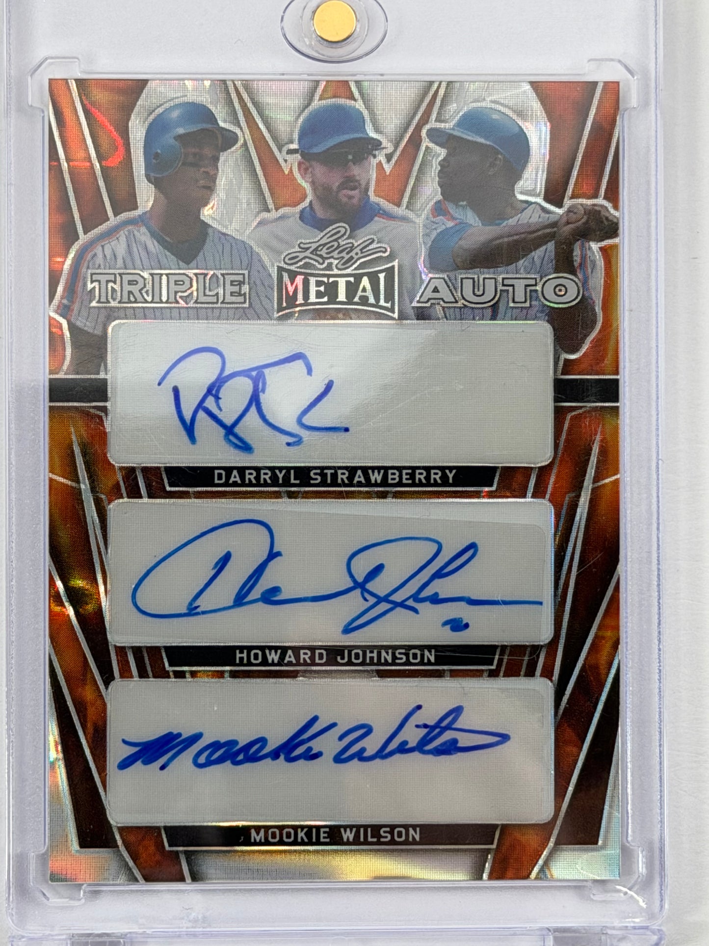 2024 Leaf Metal Triple Auto - Darryl Strawberry Howard Johnson Mookie Wilson Autograph 1/1 #TA-16