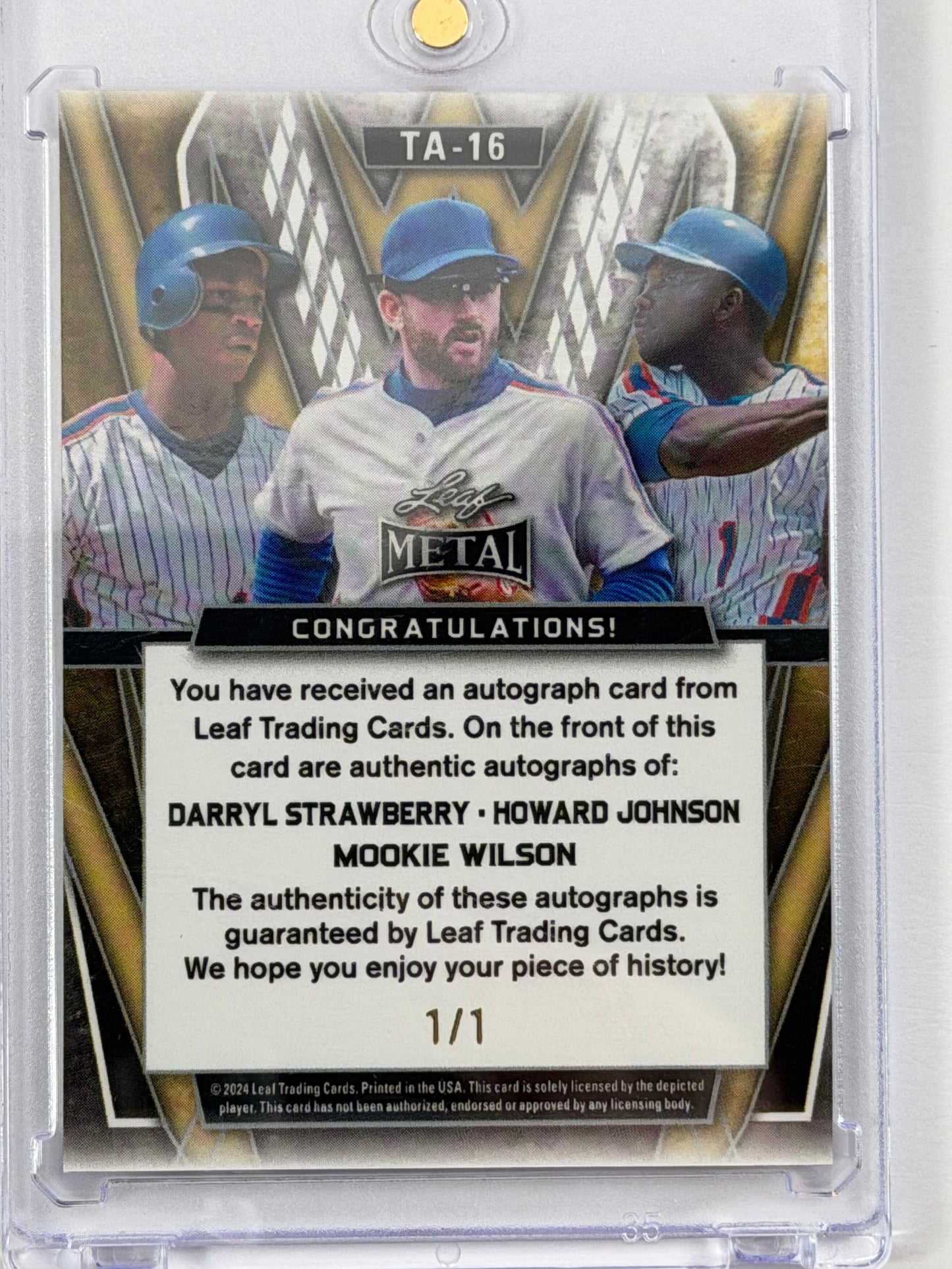 2024 Leaf Metal Triple Auto - Darryl Strawberry Howard Johnson Mookie Wilson Autograph 1/1 #TA-16