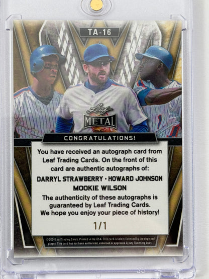 2024 Leaf Metal Triple Auto - Darryl Strawberry Howard Johnson Mookie Wilson Autograph 1/1 #TA-16