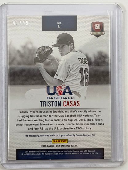2015 Panini USA Baseball Jumbo Jersey - Triston Casas Relic /49 #6