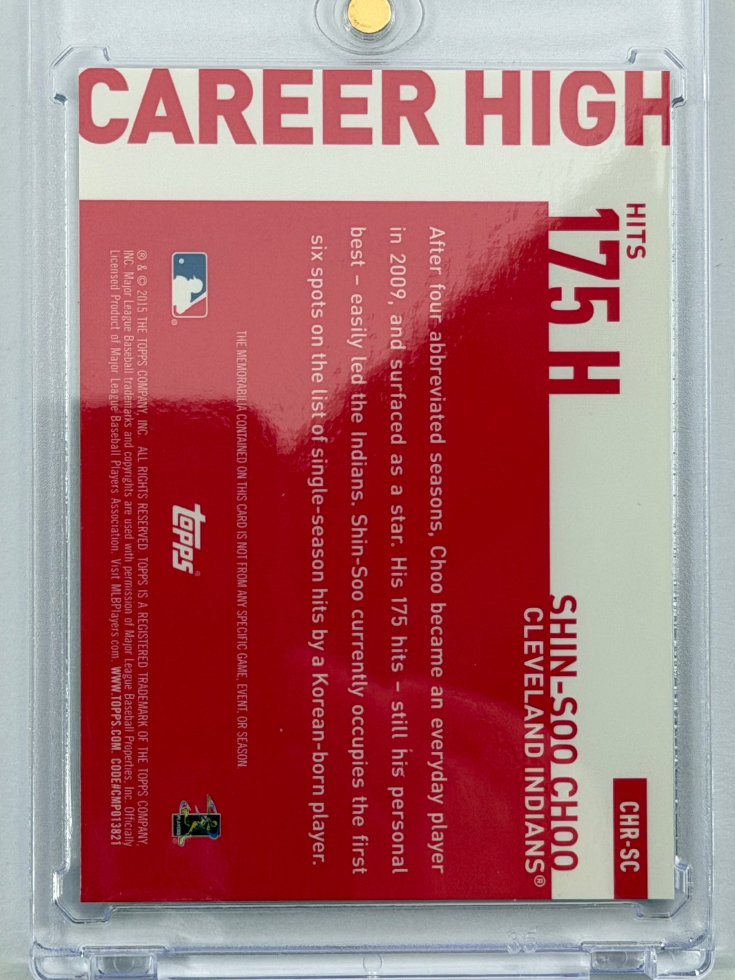 2015 Topps Career High Relics Jersey - Shin-Soo Choo Relic #CHR-SC