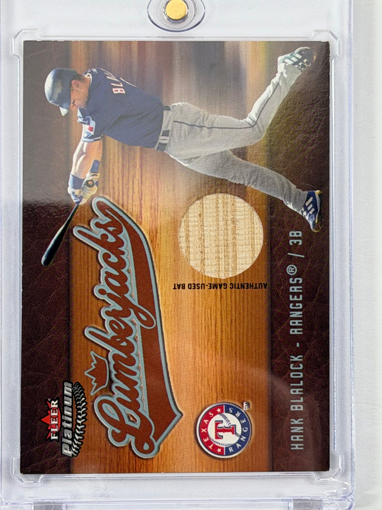 2005 Fleer Platinum Lumberjacks Bat Gold - Hank Blalock Relic #LJ/HB