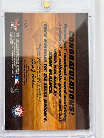 2005 Fleer Platinum Lumberjacks Bat Gold - Hank Blalock Relic #LJ/HB