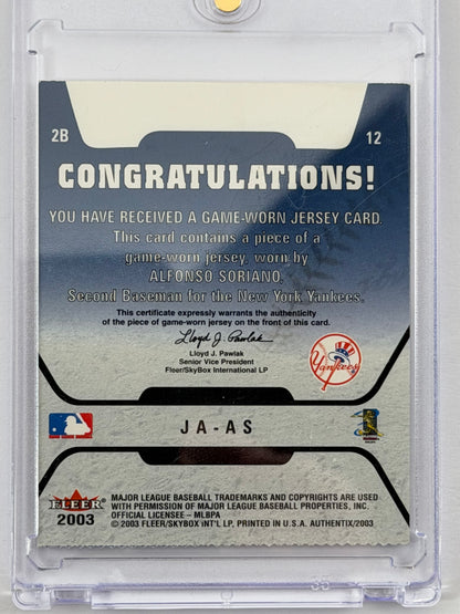 2003 Fleer Authentix Game Jersey - Alfonso Soriano Relic #JA-AS