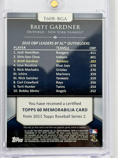 2011 Topps Topps 60 Relics - Brett Gardner Relic #T60R-BGA