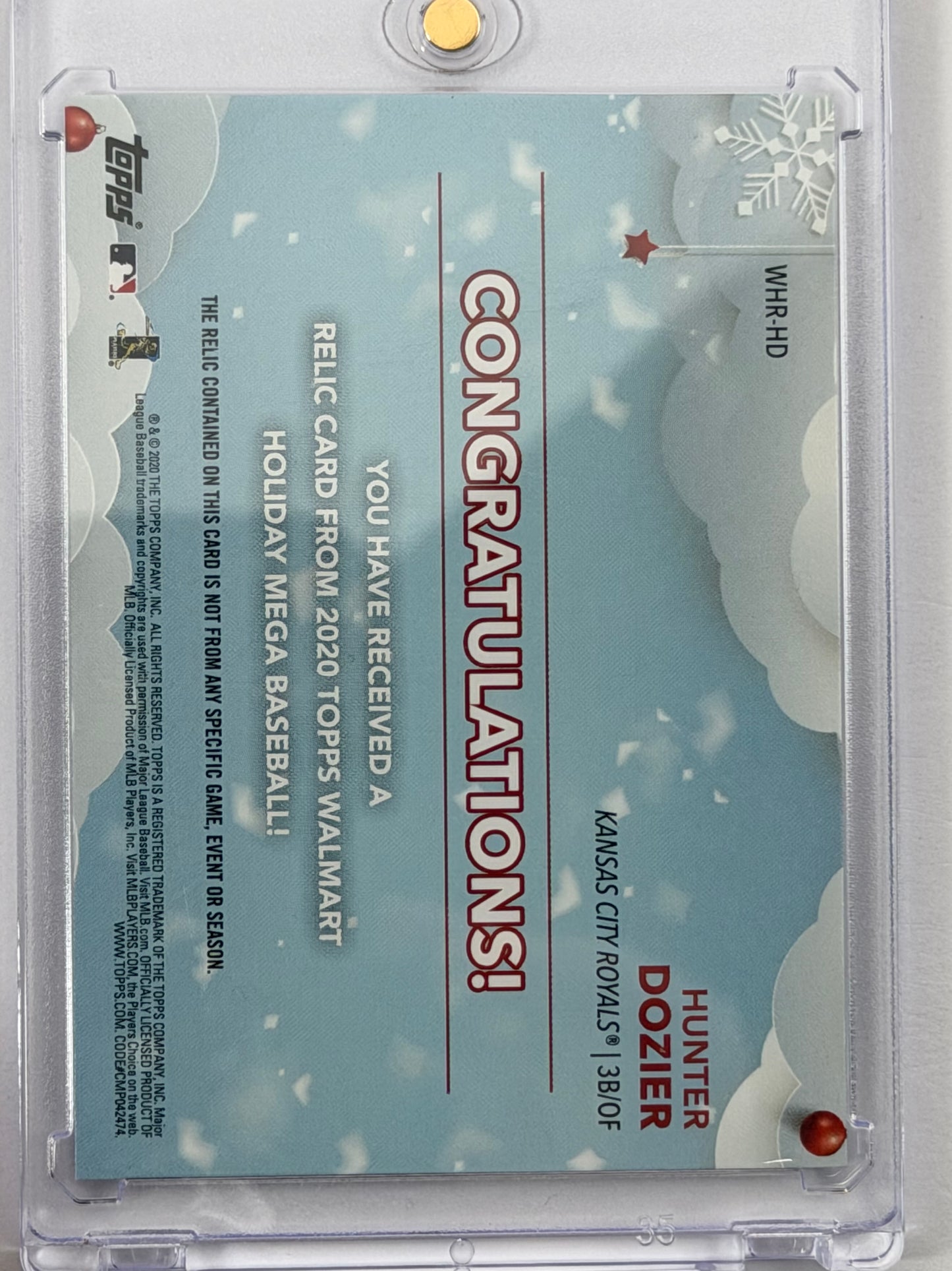 2020 Topps Holiday Relics - Hunter Dozier Relic #WHR-HD