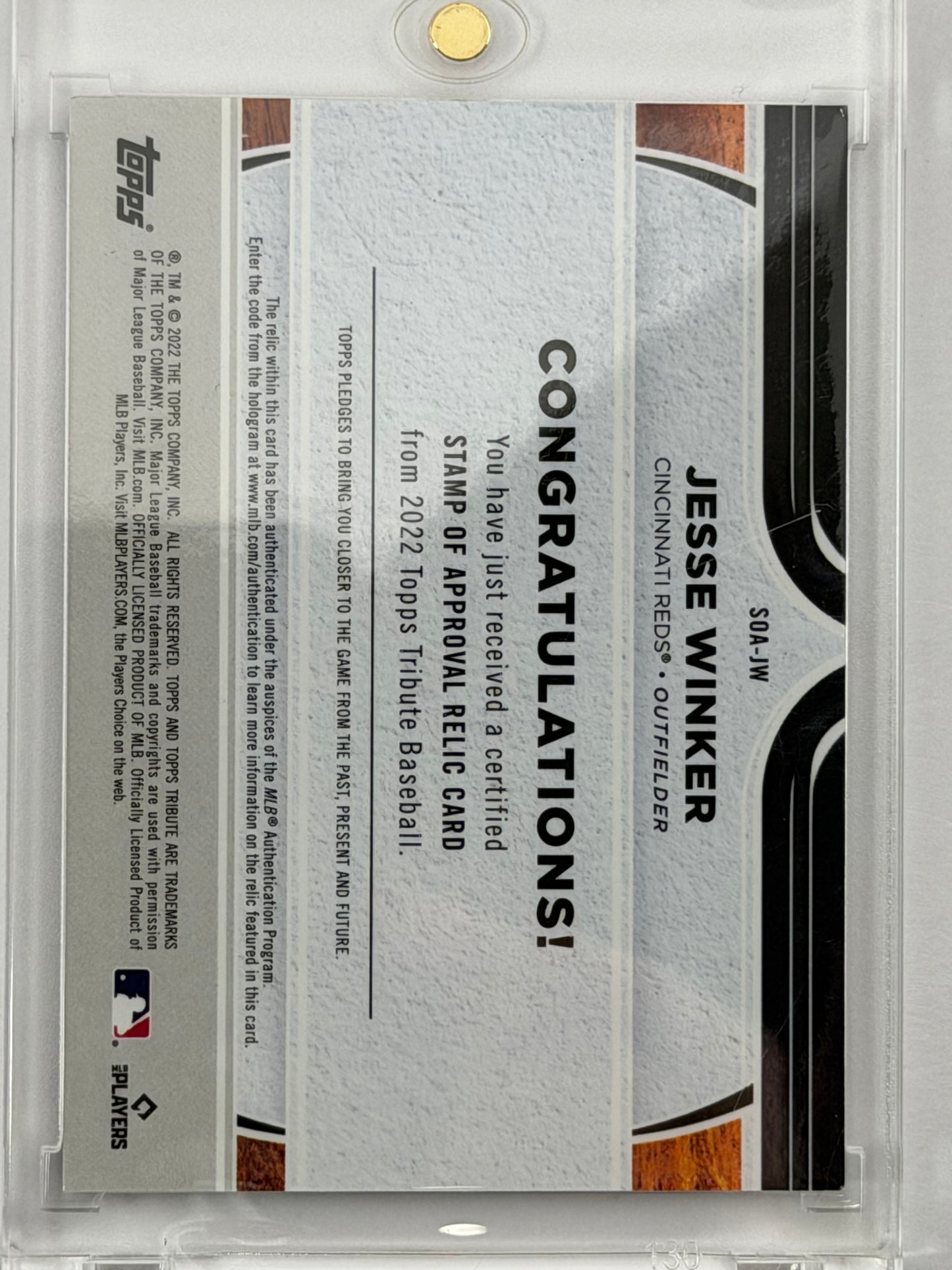 2022 Topps Tribute Stamp of Approval Relics - Jesse Winkler Relic Orange /25 #SOA-JW