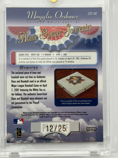 2001 Playoff Absolute Memorabilia Home Opener Souvenirs - Magglio Ordonez Relic /25 #OD-50