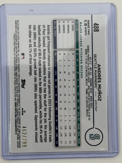 2024 Topps Base Set Series 2 - Andres Munoz Purple Foil /799 #488