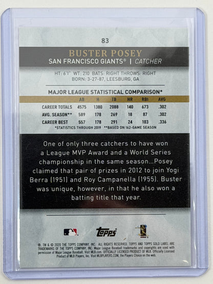 2020 Topps Gold Label - Buster Posey Class 1 Red /75 #83