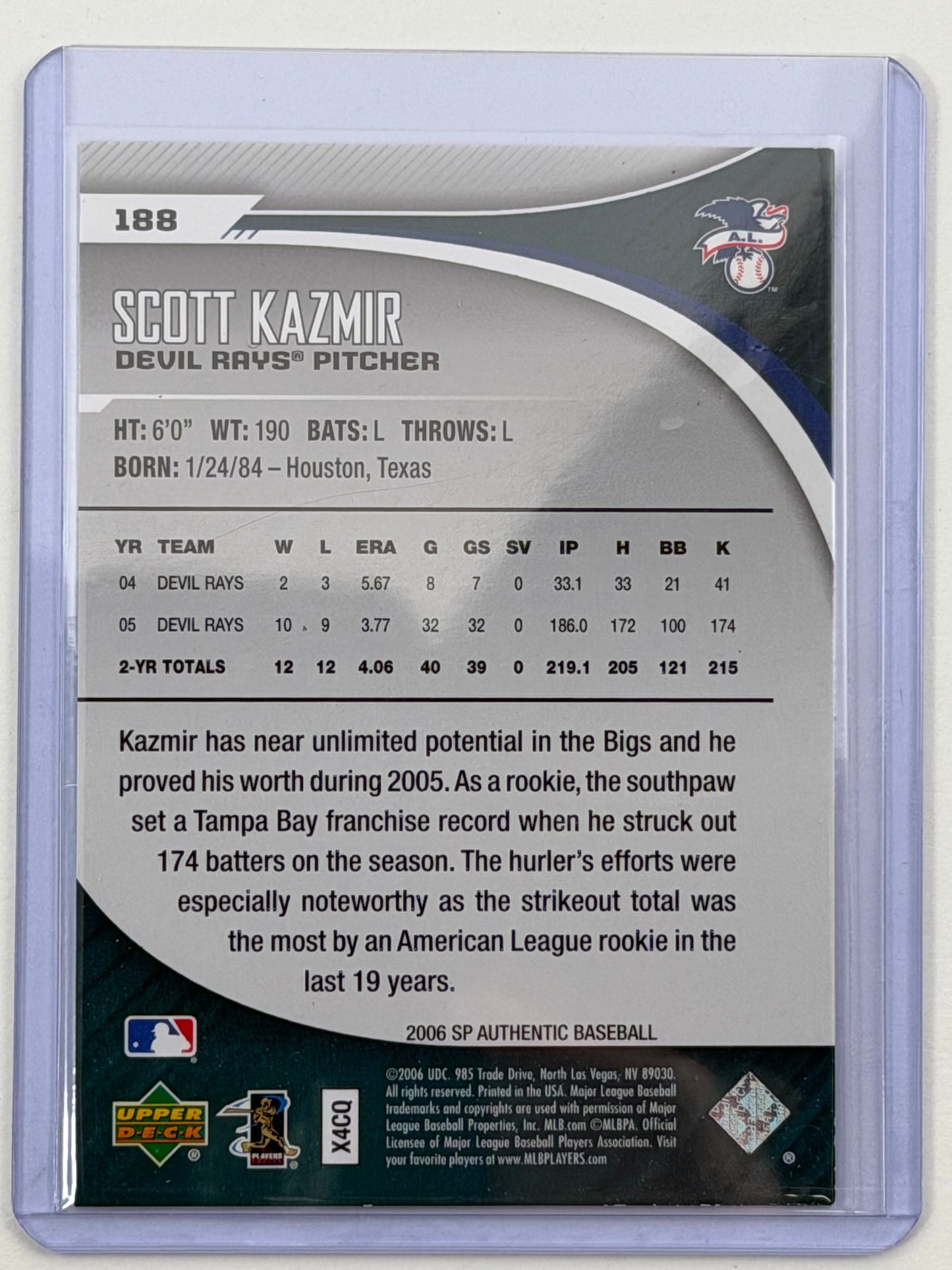 2006 SP Authentic - Scott Kazmir /899 #188