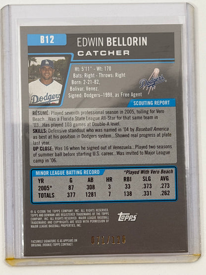 2006 Bowman Prospects - Edwin Bellorin Prospects White /120 #B12
