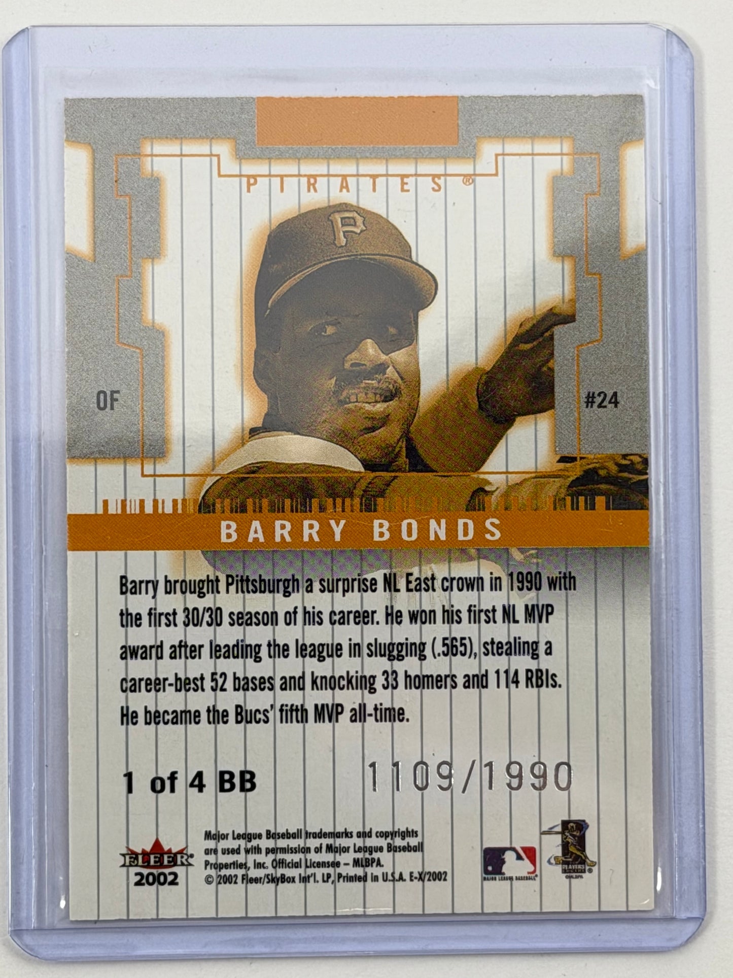 2002 Fleer E-X - Barry Bonds 4x MVP /1990 #1BB