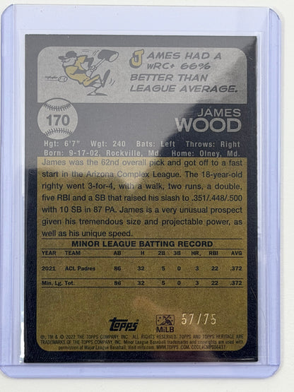 2022 Topps Heritage Minor Leagues - James Wood Green Border /75 #170