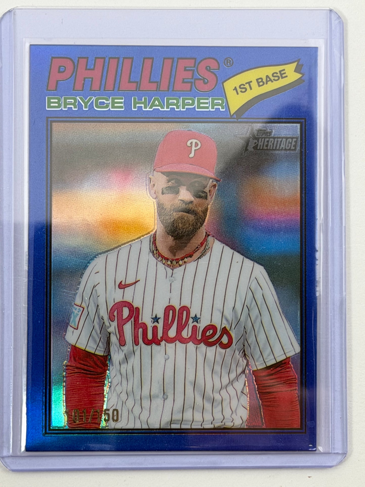 2026 Topps Heritage - Bryce Harper Chrome Blue Bordered /150 #72