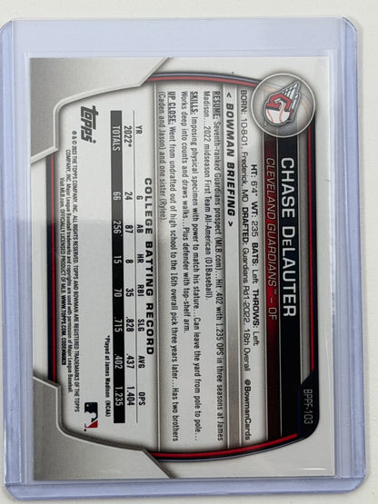 2023 Bowman 1st Edition - Chase DeLauter Blue Foil /150 #BPPF-103