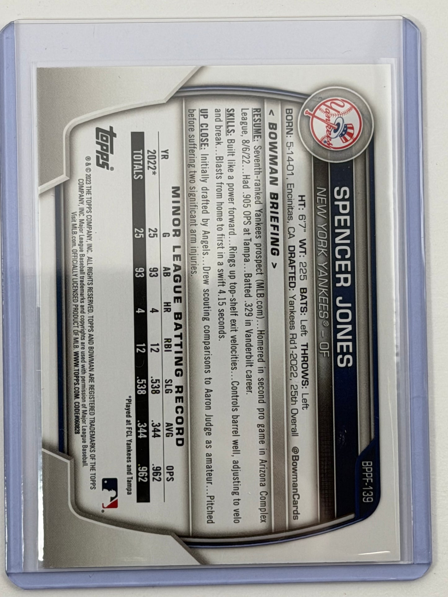 2023 Bowman 1st Edition - Spencer Jones Yellow /75 #BPPF-139