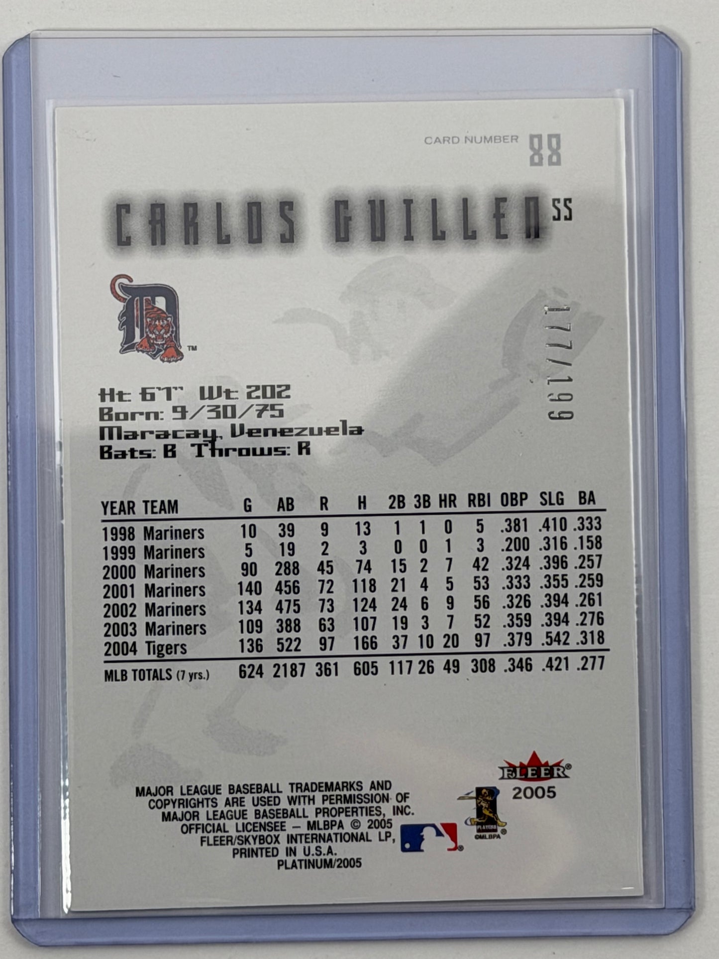 2005 Fleer Platinum - Carlos Guillen /199 #88
