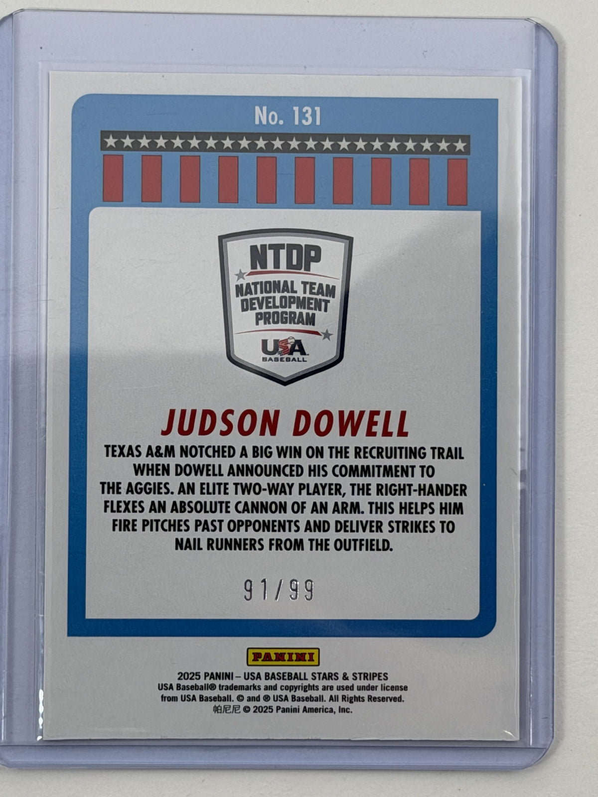 2025 Panini Stars & Stripes - Judson Dowell Purple /99 #131