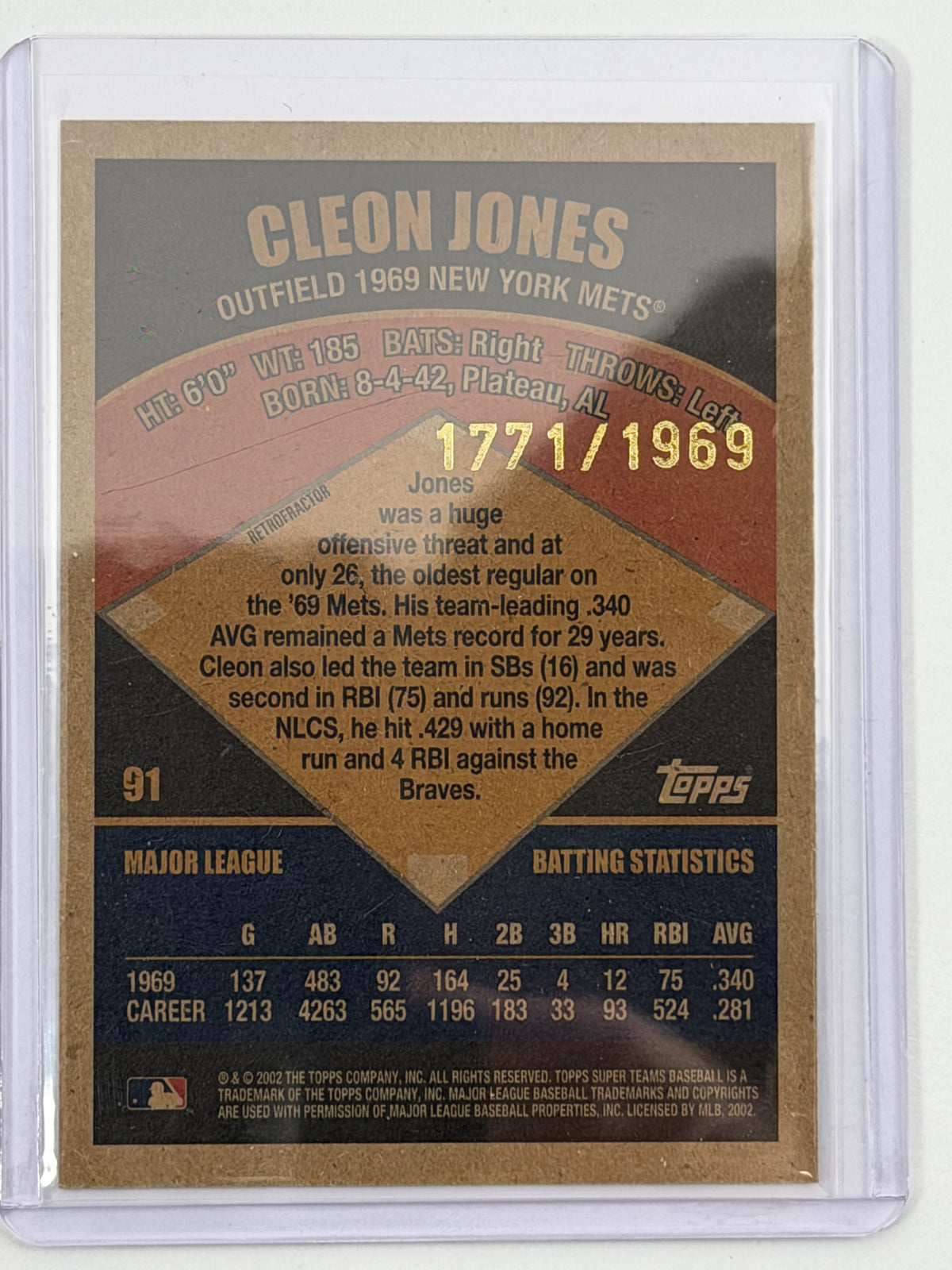2002 Topps Super Teams - Cleon Jones Retrofractor /1969 #91