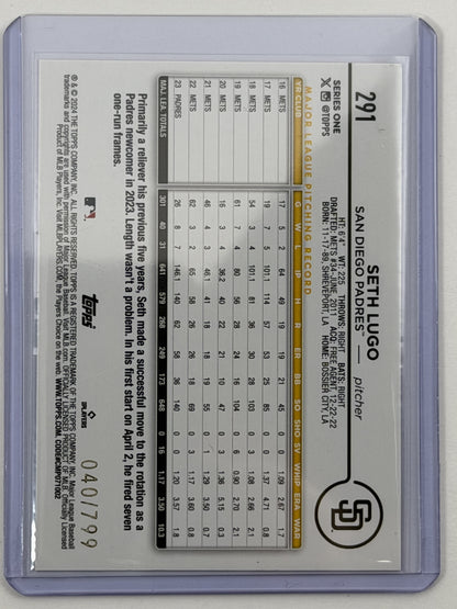 2024 Topps Series 1 - Seth Lugo Purple Holo Foil /799 #291