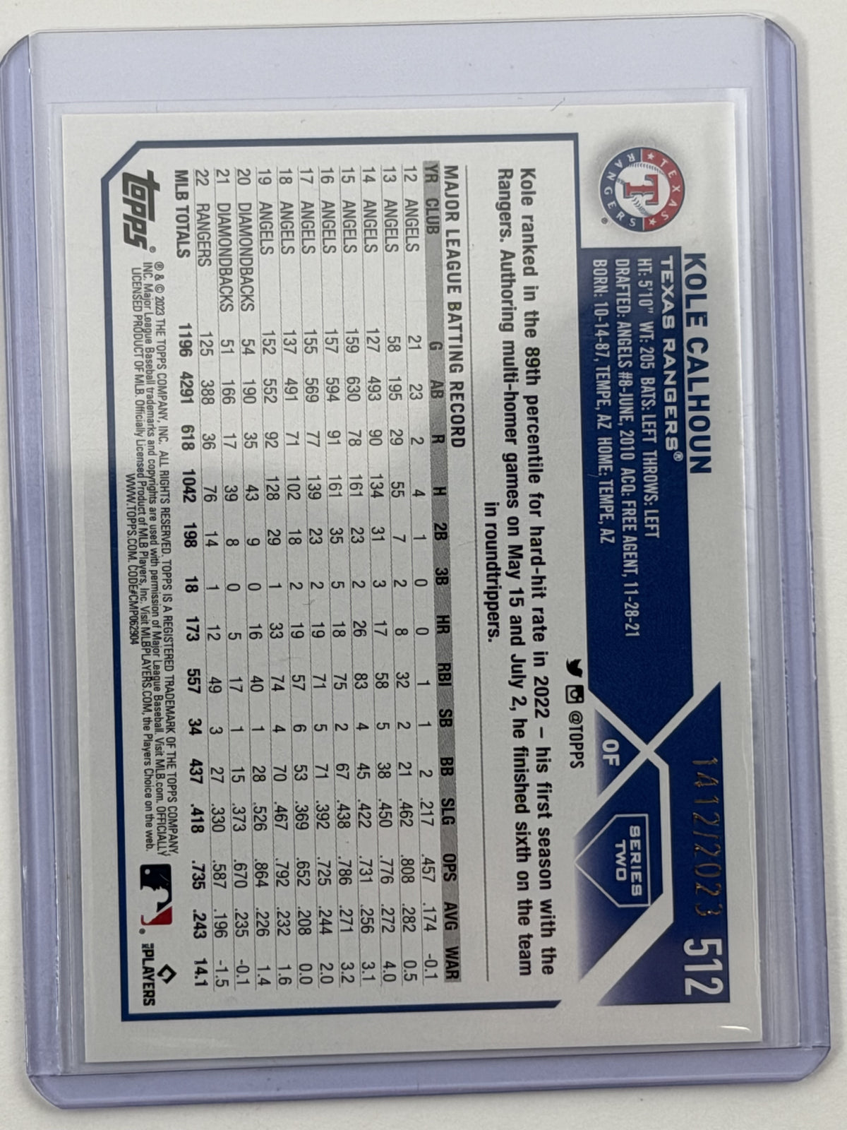 2023 Topps - Kole Calhoun Gold /2023 #512